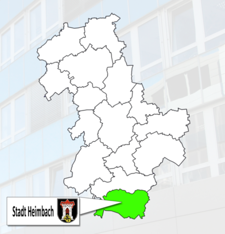 Kreiskarte mit Darstellung der Stadt Heimbach