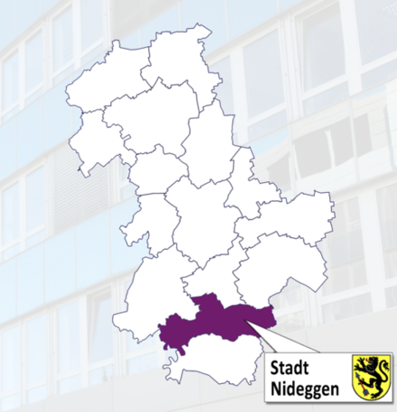 Kreiskarte mit Darstellung der Stadt Nideggen