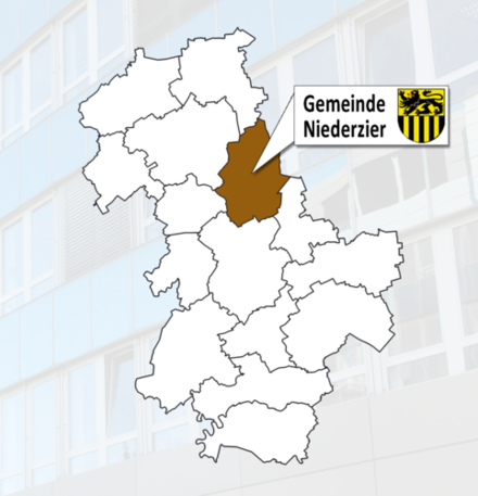 Kreiskarte mit Darstellung der Gemeinde Niederzier
