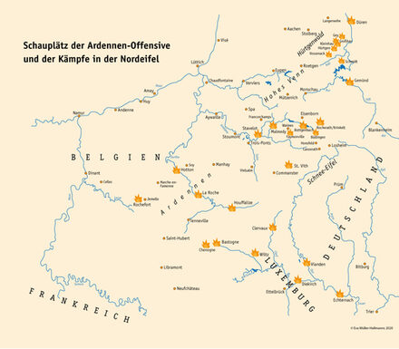 Schauplätz der Ardennen-Offensive und der Kämpfe in der Nordeifel [Grafik: © Eva Müller-Hallmanns Grafik Design]