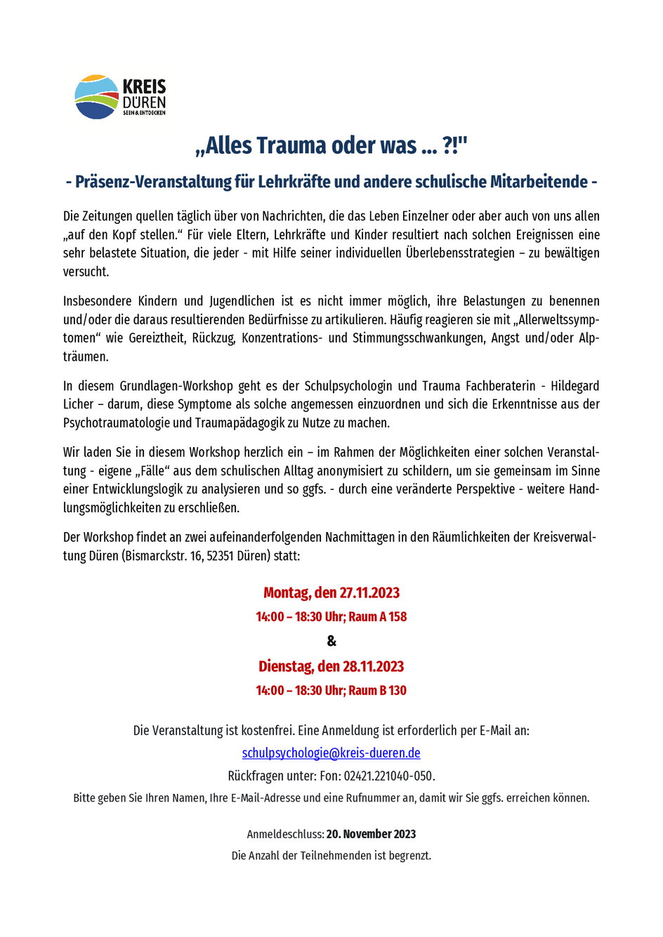Veranstaltung: "Alles Trauma oder was...?!"
