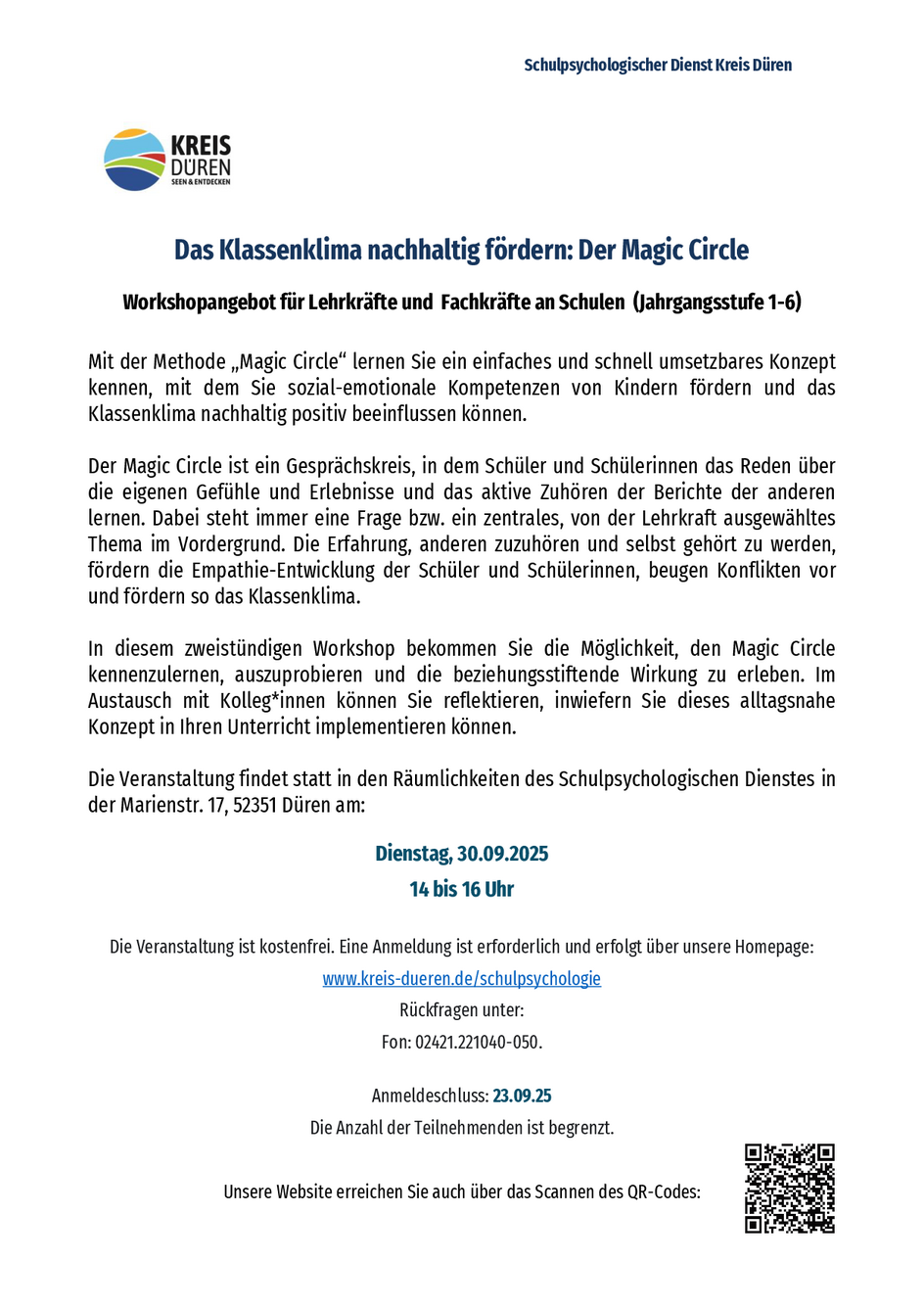 Ausschreibungstext zum Workshop "Magic Circle"