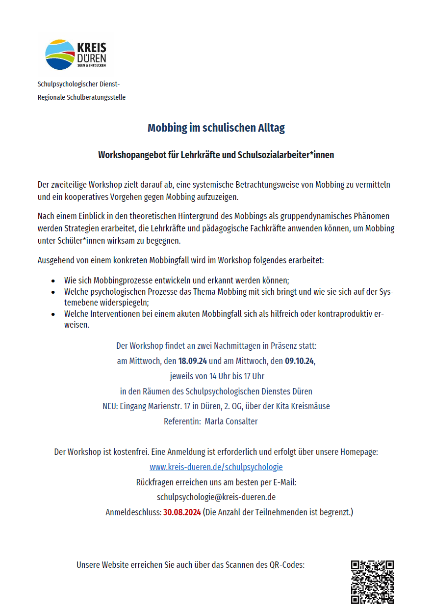 Veranstaltung: Mobbing im schulischen Alltag