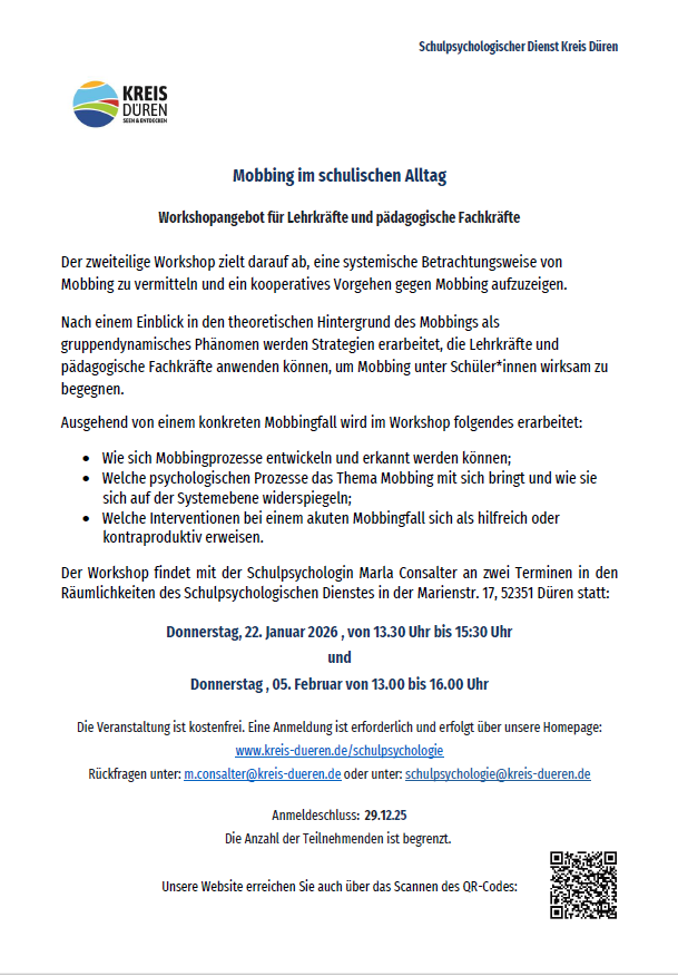 Veranstaltung: Mobbing im schulischen Alltag