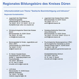 Informationsblatt zum Thema "Seelische Beeinträchtigung und Inklusion"