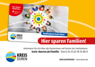 Dieser Aufkleber weist Unternehmenspartner der Familienkarte aus.