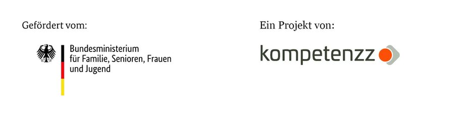 Logos vom Bundesministerium für Familie, Senioren, Frauen und Jugend und Kompetenzz