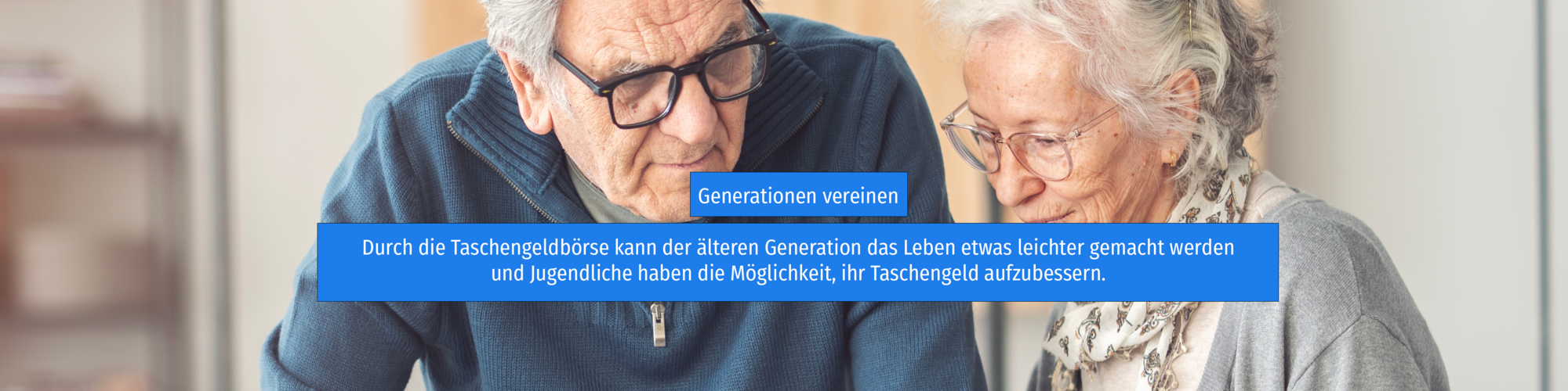 An elderly couple helps each other while using a walking frame