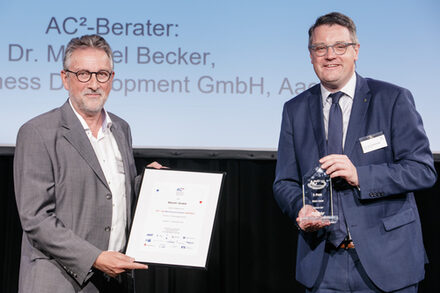 Foto bei der AC2 Preiseverleihung der GründerRegion Aachen und der AGIT im Krönungssaal des Aachener Rathauses am 07. September 2021.