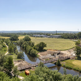 Luftbild der Merkener Brücke