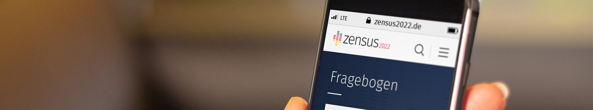 Zensus-Fragebogen auf einem Handy