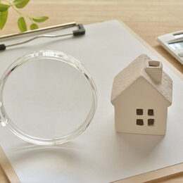 Magnifying glass and house