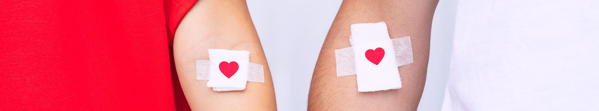 Blood donation. Blood donors with bandage after giving blood