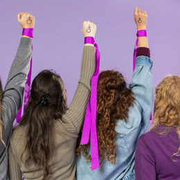 Group of female activists protesting together