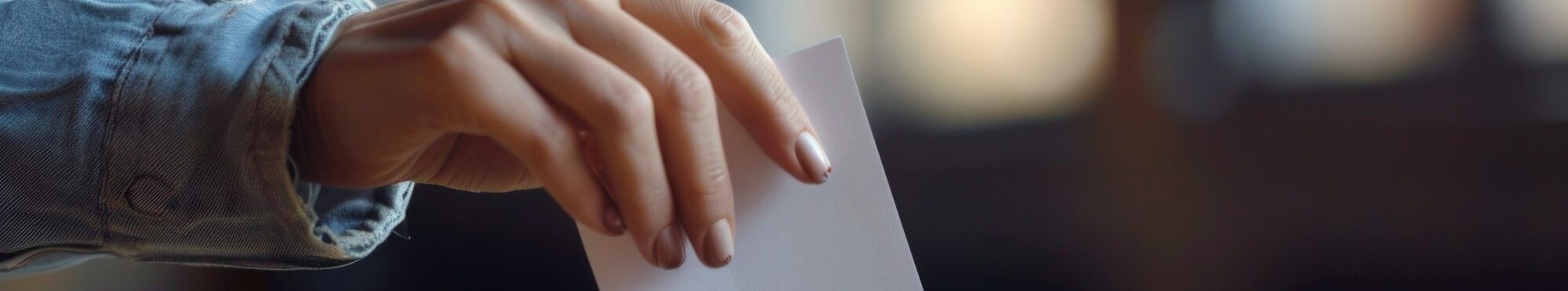 Eagerly putting their vote into the ballot box, the voter's hand showcases the essence of democracy